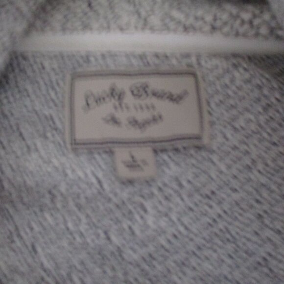 lucky brand zip front hooded sweatshirt gray tweedish - Picture 6 of 6
